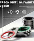 195 Piece O Ring Assortment Kit For Car Air Conditioning Systems With Multi Size O Rings And Gaskets, stack of steel and rubber washers