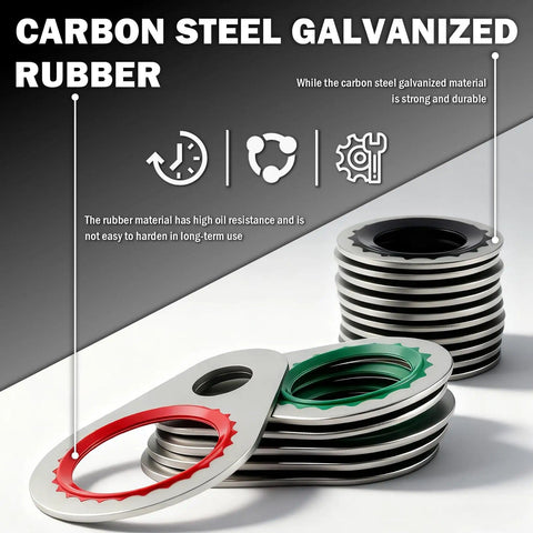195 Piece O Ring Assortment Kit For Car Air Conditioning Systems With Multi Size O Rings And Gaskets, stack of steel and rubber washers
