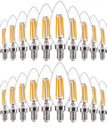 Filament Candelabra Bulbs 60W Equivalent Dimmable E12 B11 4.5W LED Filament Lamps 2700K Soft White Delivers Warm Cozy Glow For Chandeliers And Home Decor 24 Pack Energy Efficient And Long Lasting, two rows of bulbs
