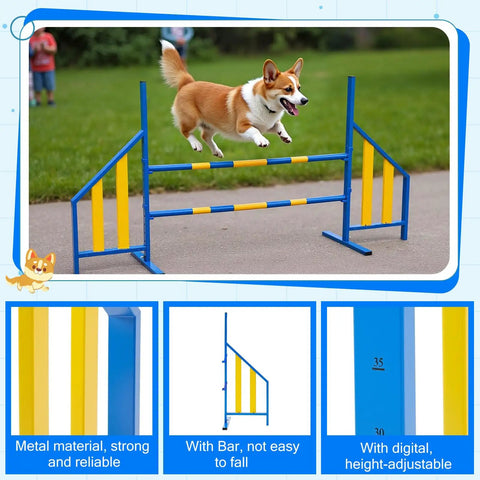 Adjustable Wing Jump Hurdles For Dog Agility Training, Metal Frame Bar Jumps, Indoor Outdoor Course With Stable Support