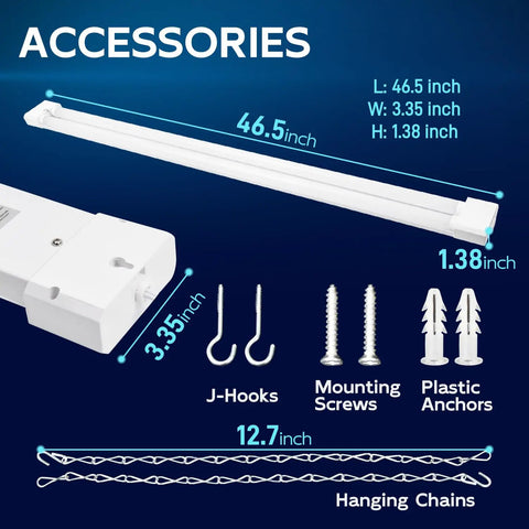 Bright 4Ft Led Shop Light 5000K Daylight 42W 4400 Lumens Linkable Ceiling Fixture For Garages Workshops Basements With Power Cord And Pull Chain ETL Certified No Fuss Flush Mount Or Hanging 1 Pack