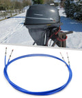 10 Foot Marine Throttle Shift Cable Replacement 33C for Yamaha Outboard Engine, blue cable coiled in snow setting