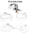 Diagram of Automatic Smart Sensor No Touch Bathroom Faucet for Vessel Sink with dimensions and compatible sink types.