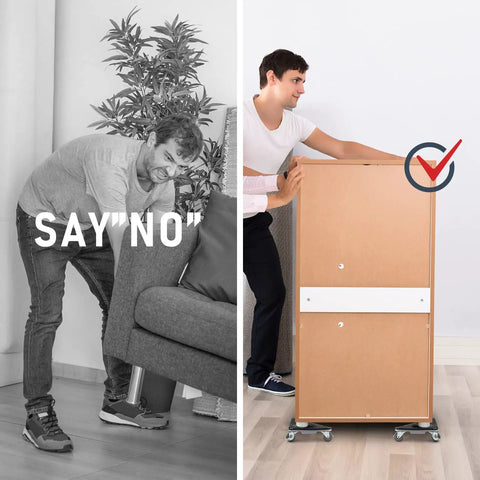 Heavy Duty Furniture Movers With 360 Degree Rotation Wheels And Lifter Set used to move a fridge with ease, showcasing durable design.