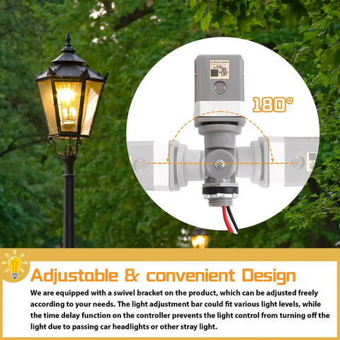 Two Pack Photocell Sensor For Outdoor Lights Dusk To Dawn Photoelectric Switch 120VAC 50 To 60 Hz Swivel Mount Weatherproof IP54 on lamp post