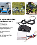 12V 250W Aluminum Alloy Brushed Speed Controller And Accelerator Foot Pedal Kit displayed alongside electric bikes and tricycles