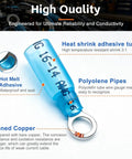 Snap Up This Hella Rock Solid 110 Piece Heat Shrink Wire Connectors Kit With Durable Tinned Copper Terminals Built Tough For Automotive Marine And Daily Electrical Wiring Projects. Close-up of blue heat shrink terminal with tinned copper.