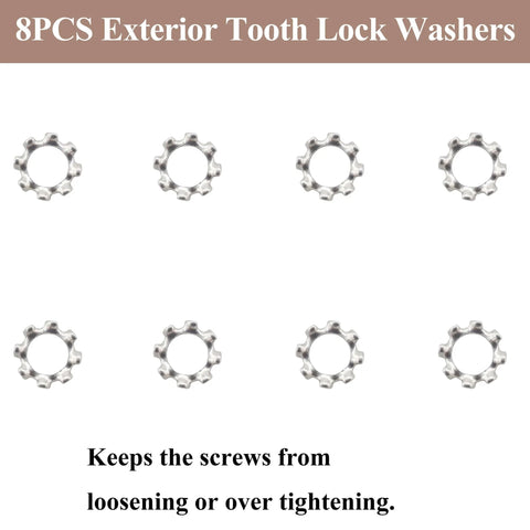 Eight Sets Hex Allen Head AR Grip Screws 1/4-28 X 7/8 Inch With Exterior Tooth Lock Washers For DIY Builds And Replacements