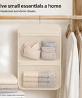 Slick Hanging Closet Sorter With Dual Zippered Mesh Pouches For Hassle Free Underwear And Sock Taming In Smooth Cream Cloth