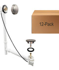 Dead Simple 27 Inch Cable Drive Bath Drain Trim Kit With Rotary Overflow Knob And Pop Up Stopper Satin Nickel Finish with installation components.