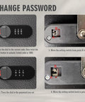 Instructions for changing password on 16 Key Wall Mounted Lock Box With 3 Digit Combination Lock And Backup Key.