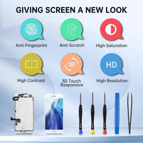 IPhone 7 Plus Screen Replacement Assembly 5.5 Inch With Home Button Front Camera Earpiece Ear Speaker Frame And Screen Protector Full Repair Tools Kit