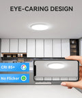 Installed Six Pack 3200 Lumen LED Flush Mount Ceiling Light 12 Inch Slim Daylight 5000K in modern kitchen