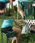 Garden Kneeler Seat With Handles And Tool Bags Folding Work Bench Multi Purpose Pad Chair For Gardening Converts To Comfortable Kneeling Stool Or Chair Includes Tool Bags Ideal Gift in use for gardening and tool storage.