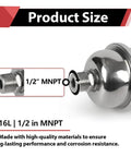 Compact Stainless Steel Thermal Expansion Tank With Hammer Arrestor For Tankless Water Heaters And Beverage Appliances 0.16 Liter Capacity Space Saving Half Inch MNPT Threaded showing 1/2 inch MNPT connection.
