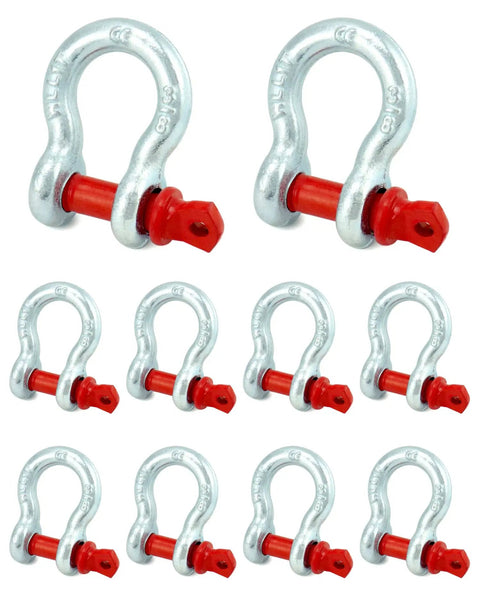 Hella Rugged Three Eighths Inch Galvanized Screw Pin Anchor Shackles Ten Pack Zinc Coated D Ring Connectors Rock Solid Heavy Duty Towing Hardware With Two Thousand Four Lbs Capacity For Trucks And Boats