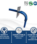 Pack Of 10 1/2 Inch Pex Tubing Bend Support With Mounting Plate, Tough Engineering Metal, Blue PEX Tube Detail
