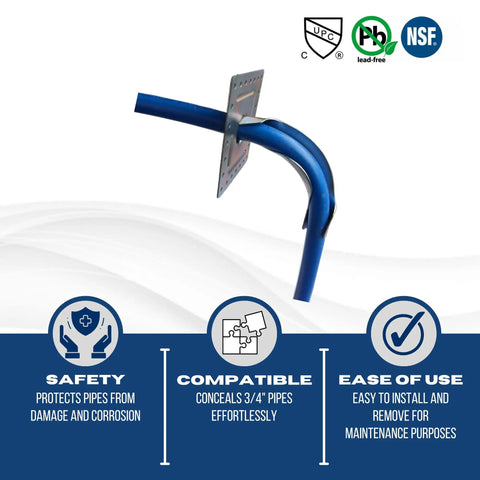 Pack Of 10 1/2 Inch Pex Tubing Bend Support With Mounting Plate, Tough Engineering Metal, Blue PEX Tube Detail