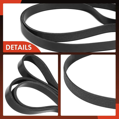 Close-up of 69.01 Inch Serpentine Drive Belt For Honda CRV 2007 2009 And Acura TSX 2004 2008 2.4L Gas Engine Replacement Belt With 7 Rib EPDM Material
