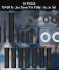 18 Piece Inline Dowel Pin Puller Master Set With SAE And Metric Collets Alloy Steel Construction displayed in packaging