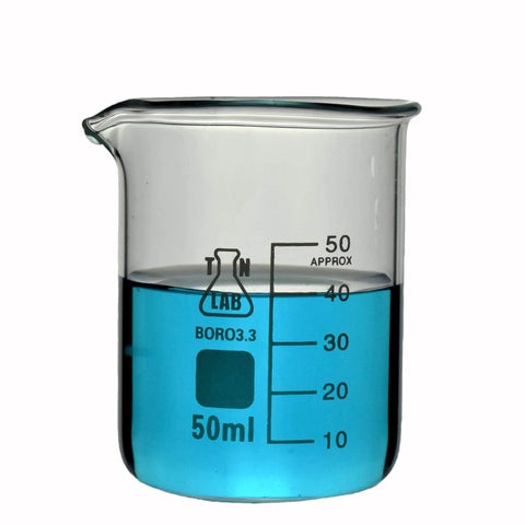 50ml beaker from Heavy Wall Borosilicate Glass Beaker Set Go To Five Piece Lab Gear 50ml 100ml 250ml 500ml 1000ml Low Form Graduated Beakers