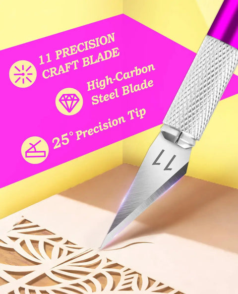 Precision Hobby Knife Set With Ten Extra Blades And A Six Inch Steel Ruler For Crafting Polymer Clay Pottery Paper Vinyl Stencil detail