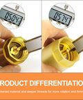 Brass 1-inch female-thread check valve for backflow prevention; front and side views show threads and inner plunger.