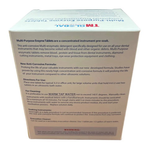 Packaging back of 64 Biodegradable Enzymatic Tablets 3 In 1 Ultrasonic Cleaner Evacuation Cleaner And Tools Pre Soak Quick Dissolve