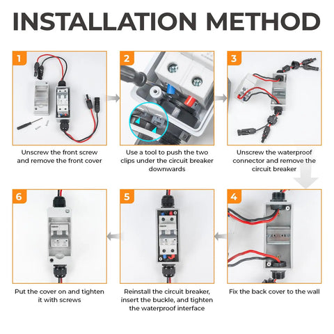 Installation steps for Solar Panel Disconnect Switch 1000V 60A Outdoor PV Breaker IP65 for Home Solar Systems and Battery Storage
