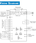 Wiring diagram for One Point Five KW 110V VFD inverter for CNC router, showing connections for single phase to 3 phase conversion.