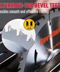 Revvstark circular saw blades, 5-1/2 inch, carbide-tipped teeth, 10mm arbor, 24T & 48T, mounted on a saw