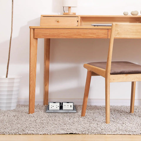 Pop Up Floor Outlet With 1 HDMI And 2 LAN Ports, 2 125V TR Receptacles, Stainless Steel, Duplex Cover in an office setup