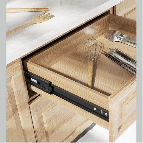 Heavy Duty Ball Bearing Drawer Slides For Cabinets And Furniture, Smooth Quiet Glide, Built To Last, Fits Panel Style Or Solid Wood Cabinets, Perfect For Wardrobes, dressers, nightstands, and tatami drawers; black metal slide on wooden drawer