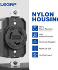 NEMA L6-20R Flush Mounting Locking Receptacle Twist Lock Socket For Generator 20 Amp 250V 2 Pole 3 Wire Grounding Industrial Grade