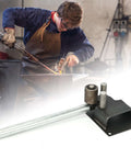 Heavy Duty Manual Rebar Bender For 4mm To 14mm Steel Rods in workshop with worker and anvil in the background