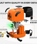 Exploded view of Pocket Cross Line Green Laser Level with Pendulum Lock showing components and materials