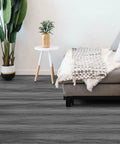 Living room with Real Wood Look Vinyl Floor Roll Featuring Dead Simple Peel And Stick Setup Super Wide Layout for quick room makeovers