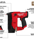 M12 Fuel 18 Gauge Compact Brad Nailer With Tool Free Depth Adjustment Jam Clearing Latch Cordless for Hardwoods