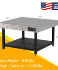 Heavy Duty Welding Fixture Table With Storage Shelf 60 By 60 By 36 Inches showing precision holes, metal shelf, and sturdy legs.