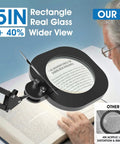 Senior using Two In One Magnifying Lamp With Light And Stand For Seniors And Crafts Stepless Color And Brightness Desk Led Clamp Lamp With Extra Long Arm For Hands Free Reading And Detailed Work to read book