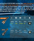Chart comparing OrcaTorch ZD710 MK2 and ZD710 features, including beam angle and battery life for Two In One Zoomable Dive Light.