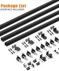 16 Foot Exterior Sliding Barn Door Hardware Kit With Box Rail Track For Exterior Use, 450 Lb Capacity, Black Weather Resistant Steel
