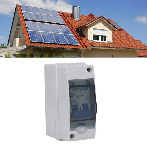 Heavy Duty DC Disconnect Switch 1000V 40A For PV Solar Panels in weatherproof box, mounted near solar panels on roof.