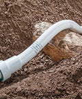 One Inch PVC Lock Flexible Repair Coupling for Schedule 40 pipe installed in dirt trench, no glue quick install with stainless teeth and O-ring.