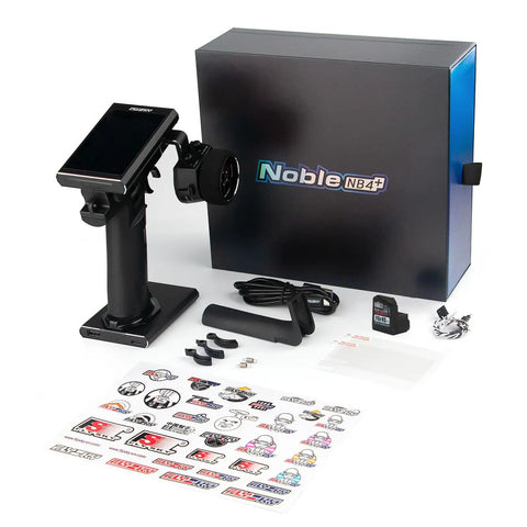 Noble NB4 Plus 2.4GHz 8CH Radio Transmitter With FGr4S V2 Receiver, box, stickers, parts for RC cars and boats setup