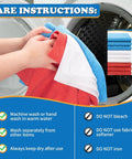 Care instructions for 12 Pack Microfiber Cleaning Cloths For Cars And Home, Lint Free No Cap Streak Free Towels, Scratch Free Cleaning Rags