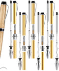 Six Pack Woodturning Pen Kit With Refills Twist Pens For DIY Lathe Turning Black And Silver Set components displayed