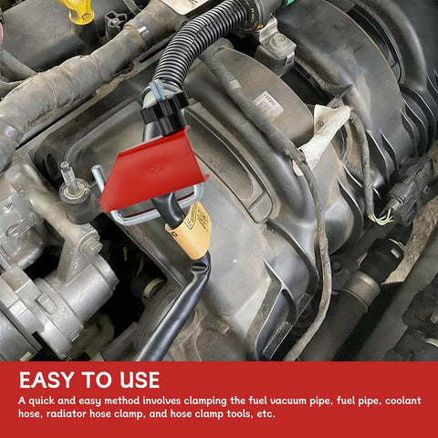 Pro Grade Hose Pinch Off Pliers for flexible fuel line installation shown clamping a radiator hose.