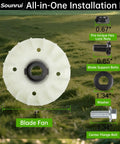 Components of Built Tough Mower Blade Bolt And Fan Hardware Kit For 21 Inch Lawn Mowers displayed on grass background.
