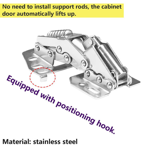 Two-pack stainless steel cabinet lid-stay hinges with soft-close lid lift mechanism